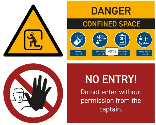 Sticker Confined Space + No Entry 250x200 mm 